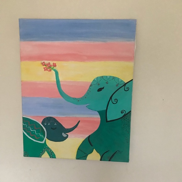 Elephant painted canvas - Picture 6 of 8